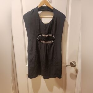 BEAUTIFUL Black Silk Madison Marcus Halter Dress Size M